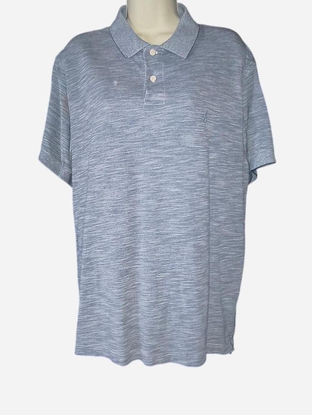Nautica Men's Marled Light Blue Short-Sleeve Polo